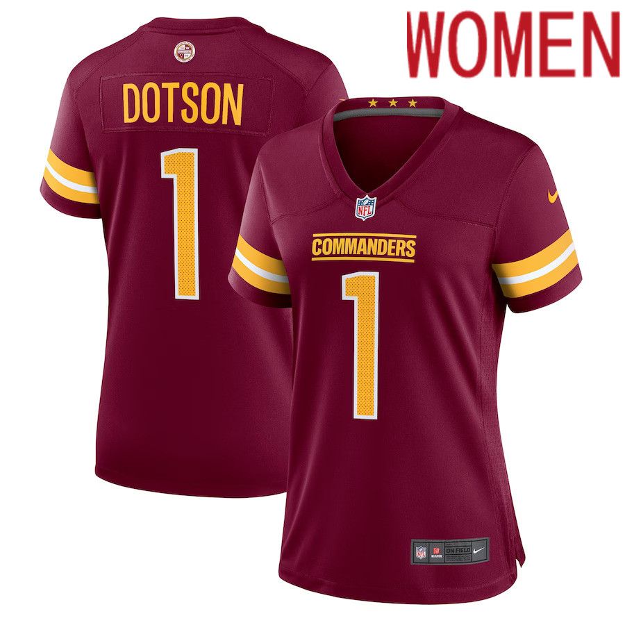 Women Washington Commanders 1 Jahan Dotson Nike Burgundy Player Game NFL Jersey